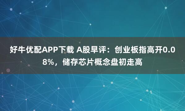 好牛优配APP下载 A股早评：创业板指高开0.08%，储存芯片概念盘初走高